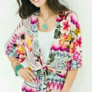 Chico's floral ikat kimono